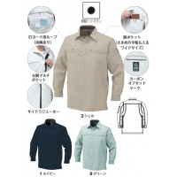 エコ・製品制電長袖シャツ ネイビー S ※取寄品の2枚目