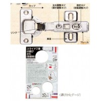 ヘティヒ スライド丁番 ワンタッチ 40mm インセット キャッチ付(1箱・5個価格)の3枚目