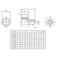 ステンレス製圧力計ソケット メネジ(PF)1/4×オネジ(PT)3/8の2枚目