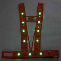 LEDタスキ型安全ベスト『光るんです』 オレンジ/緑LED フリーサイズ 取寄品の3枚目