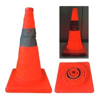 伸縮発光式三角コーン 45cm×25cm 「テラス」 オレンジ 赤LED 取寄品の3枚目