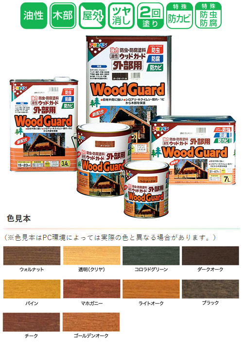 油性塗料 ウッドガード外部用 3.4L チーク 取寄品 - 大工道具・金物の