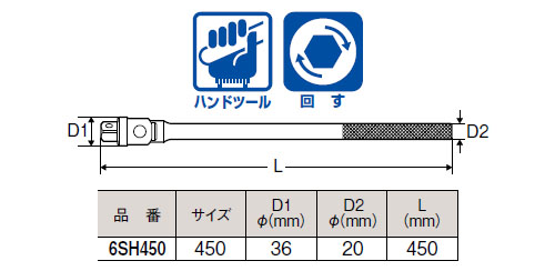 3/4 スピンナーハンドル 450mm ※取寄品 - 大工道具・金物の専門通販アルデ