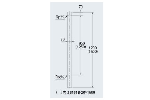 ステンレス水栓柱(20ミリ)(70角)(1本価格) 6161B-20×1500 - 大工道具