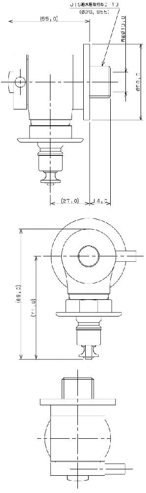 洗濯機用水栓(ストッパーつき) 721-606-13 - 大工道具・金物の専門通販