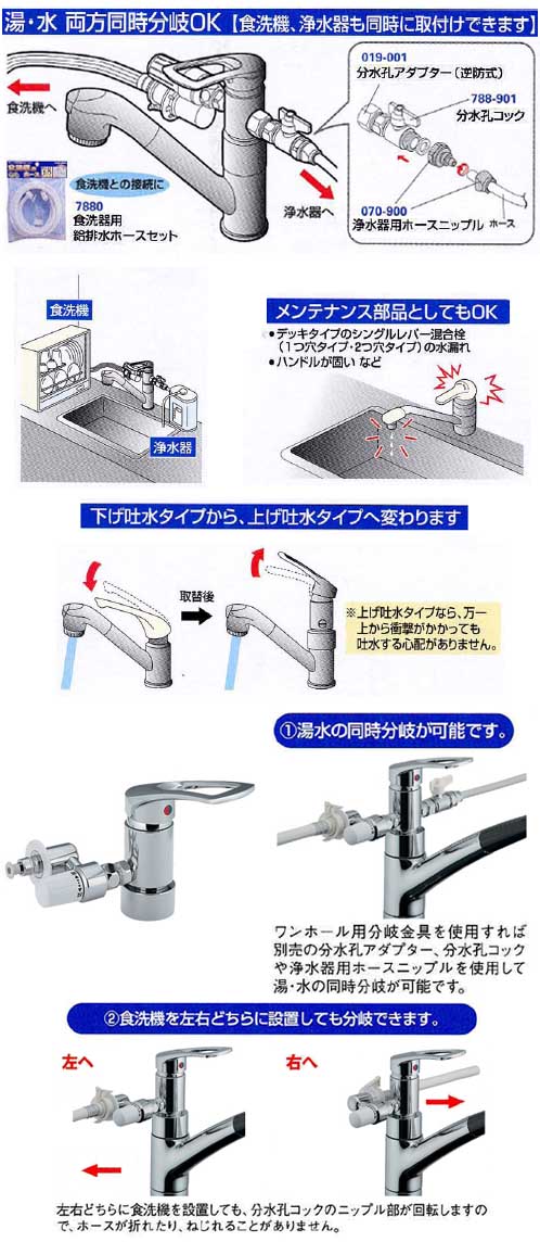 カクダイ ワンホール用分岐金具 TOTO用セット 789-702-T1-