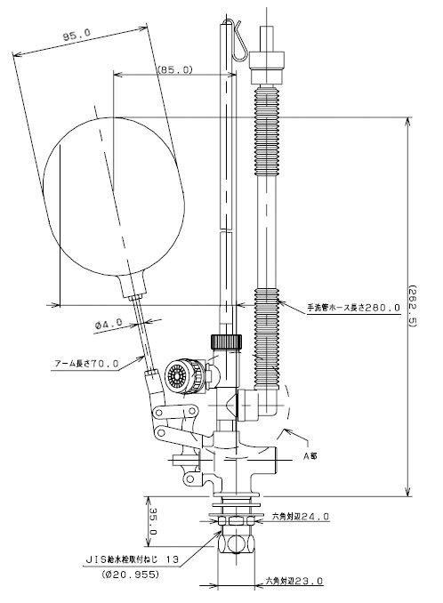 万能ロータンクボールタップ(補助給水管つき) - 大工道具・金物の専門