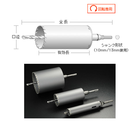 ES単機能コアドリル ALC用 SDSシャンク 口径110×全長282mm - 大工道具