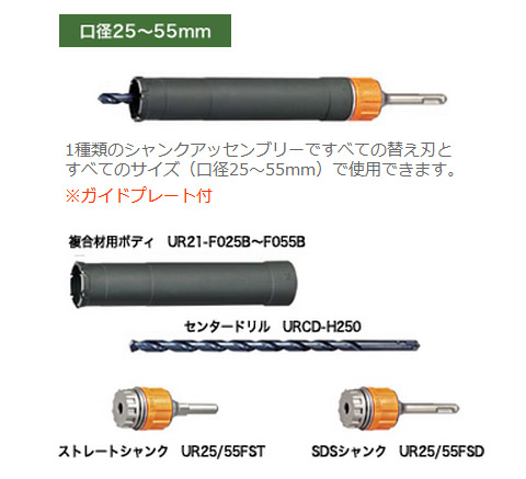 UR21コアドリル 複合材用 ボディ 口径38mm - 大工道具・金物の専門通販