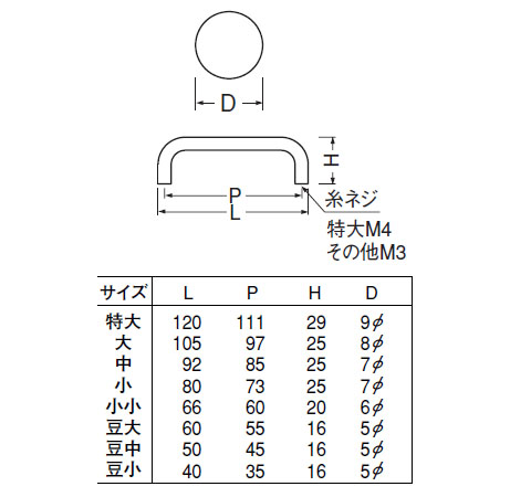 真鍮100番丸棒ハンドル 大 ホワイト 1本価格 ※メーカー取寄品 - 大工