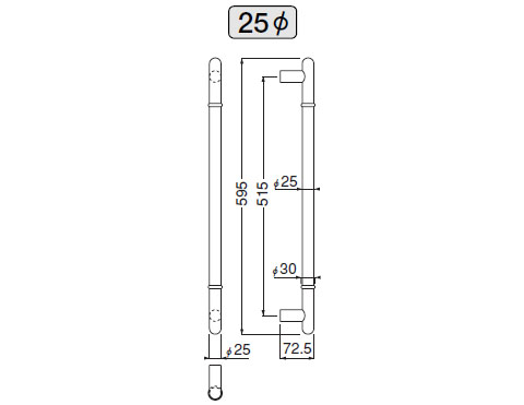 ステン T形丸棒取手 600mm 鏡面・ヘアライン 1組価格 ※メーカー取寄品