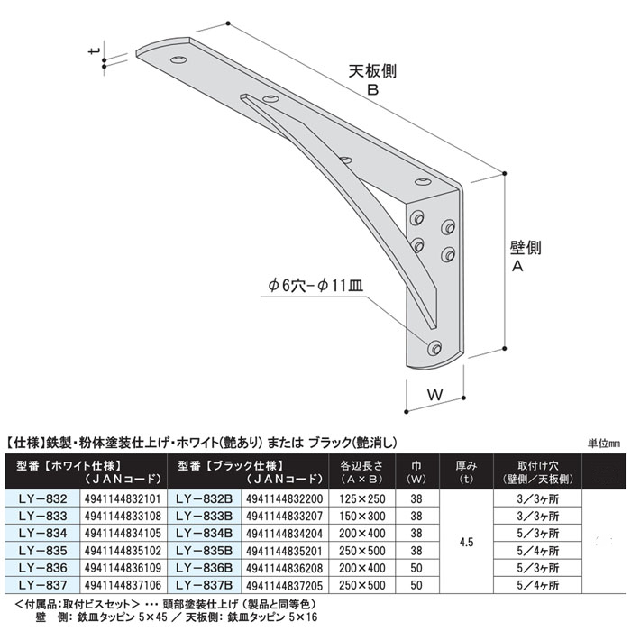 サヌキ SPG LY-836 カウンターブラケット スチール 巾50×200×400×厚4