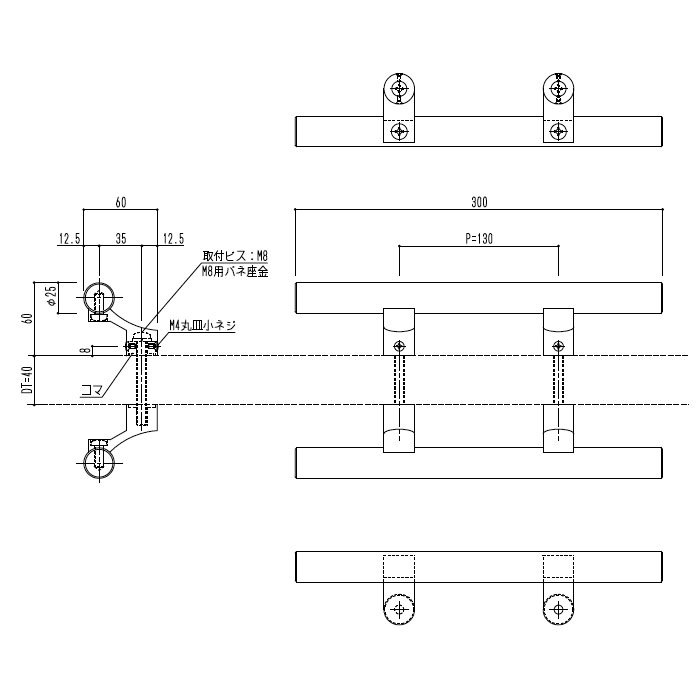 ドア厚35ｍｍ用】 ドアハンドル ステンレス メーカー直送 代引不可