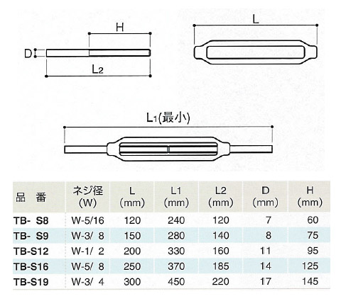 ターンバックル(ストレート) ネジ径W-5/16 - 大工道具・金物の専門通販