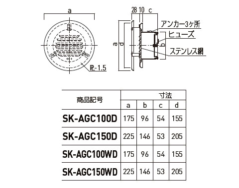 丸型風防付ガラリ(防火ダンパー付) ※メーカー直送品 - 大工道具・金物