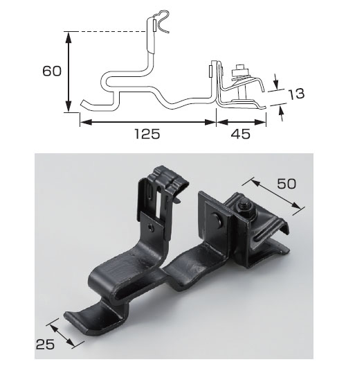 高山型アングル止AT式 170mm ステン304・黒(1箱・60個価格) ※取寄品