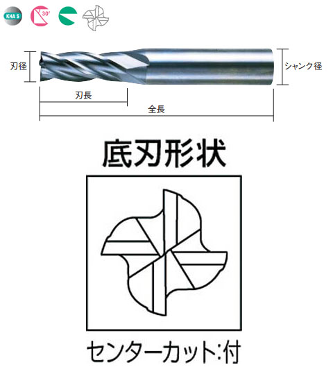 ポイント10倍】三菱マテリアル ２枚刃KHAスーパーエンドミル(S