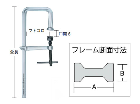 T) クランプ深アゴ型 開き500mm アゴの深さ110mm-