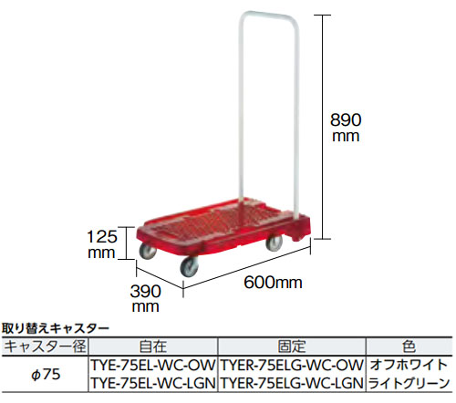 樹脂台車 アクロキャリー PC製 省音車輪 600×390 透明 ストッパー付