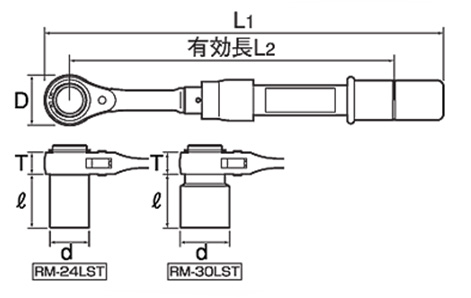 水道本管用ストレート形トルクレンチ(単能型)30mm - 大工道具・金物の