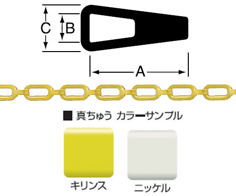 真鍮チェイン(鎖)(サッシュUタイプ)R-BP26 15m巻(リール巻)ニッケル