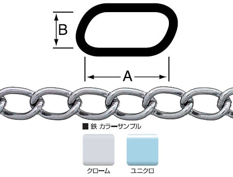 鉄チェイン(鎖)(ワイドマンテル)R-IM126 15m巻(リール巻) ユニクロ