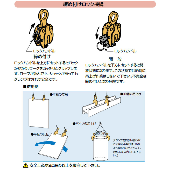 立吊クランプ ロックハンドル式 ワイド 取寄品 - 大工道具・金物の専門