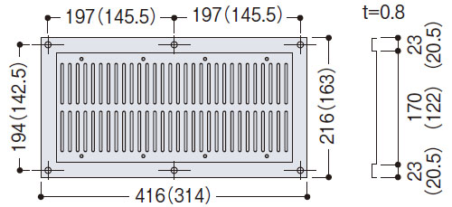 ステンレス軒天グリル大 ダンバーなし 216×416mm ホワイト 1箱30個価格