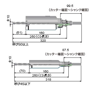 ALC用コアドリル(ポリクリック)カッター 155mm - 大工道具・金物の専門