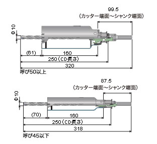 ALC用コアドリル(ポリクリック)75mm ストレートシャンク - 大工道具