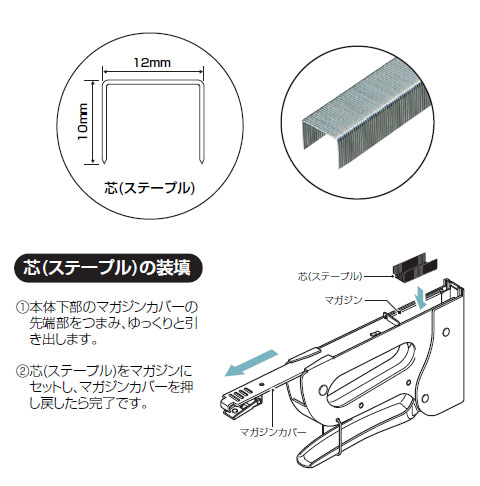 モール固定用タッカー モールトメール 芯(ステープル)(1組価格) - 大工