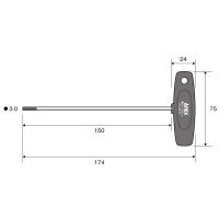 T型六角レンチドライバー ロングタイプ H3.0x150の2枚目