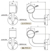 L型エンドブラケット 左側用 径42.7 鏡面仕上げ - 大工道具・金物の