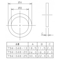 フッ素ゴムパッキン(呼称20) 794-048-20の2枚目