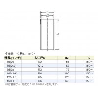 接続用直管 VP管 片ネジ 長さ150(呼称50) ※メーカー直送代引不可の2枚目