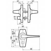 ホームレバー 間仕切錠 バックセット 60mm ニッケル ※取寄品の2枚目