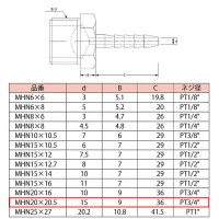 ホースニップル サイズ3/4x20.5 取寄品の2枚目