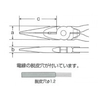 ラジオペンチ(ソフトカバー・バネ・脱皮穴・先端部ギザ付) 呼び寸法150の2枚目