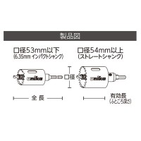 H.S.S ハイスホールソー ツバ無し 口径63mm×全長107mm ※取寄品 - 大工