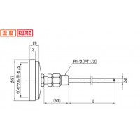 バイメタル温度計 BM-T-75P 0～200℃ 100L※受注生産品 ※取寄品 - 大工