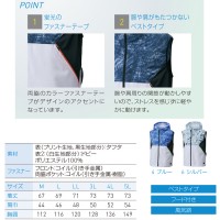 空調風神服 フード付ベスト ※服地のみ ブルー Mサイズ 取寄品の3枚目