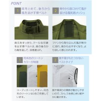 空調風神服 コットンブロードベスト ※服地のみ イエロー Mサイズ 取寄品の3枚目