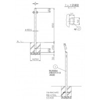 ピラー 固定式 両フック 車止めポール 直径48.6mm H850 ステンレス製 メーカー直送の2枚目