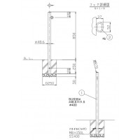 ピラー 固定式 片フック 車止めポール 直径48.6mm H850 ステンレス製 メーカー直送の2枚目