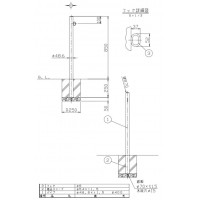 ピラー 差込式 片フック 車止めポール 直径48.6mm H850 ステンレス製 メーカー直送の2枚目