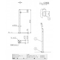 受注生産 ピラー ベース式 片フック 車止めポール 直径48.6mm H850 ステンレス製 メーカー直送の2枚目