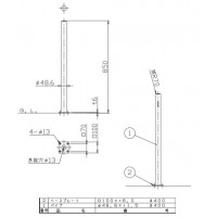 受注生産 ピラー ベース式 フック無 車止めポール 直径48.6mm H850 ステンレス製 メーカー直送の2枚目