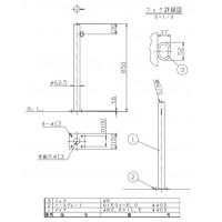 受注生産 ピラー ベース式 片フック 車止めポール 直径60.5mm H850 ステンレス製 メーカー直送の2枚目