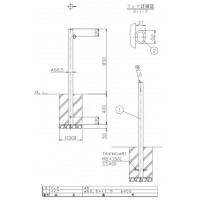 ピラー 固定式 片フック 車止めポール 直径60.5mm H850+埋込400 ステンレス製 メーカー直送の2枚目