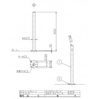 受注生産 ピラー ベース式 フック無 車止めポール 直径60.5mm H850 ステンレス製 メーカー直送の2枚目